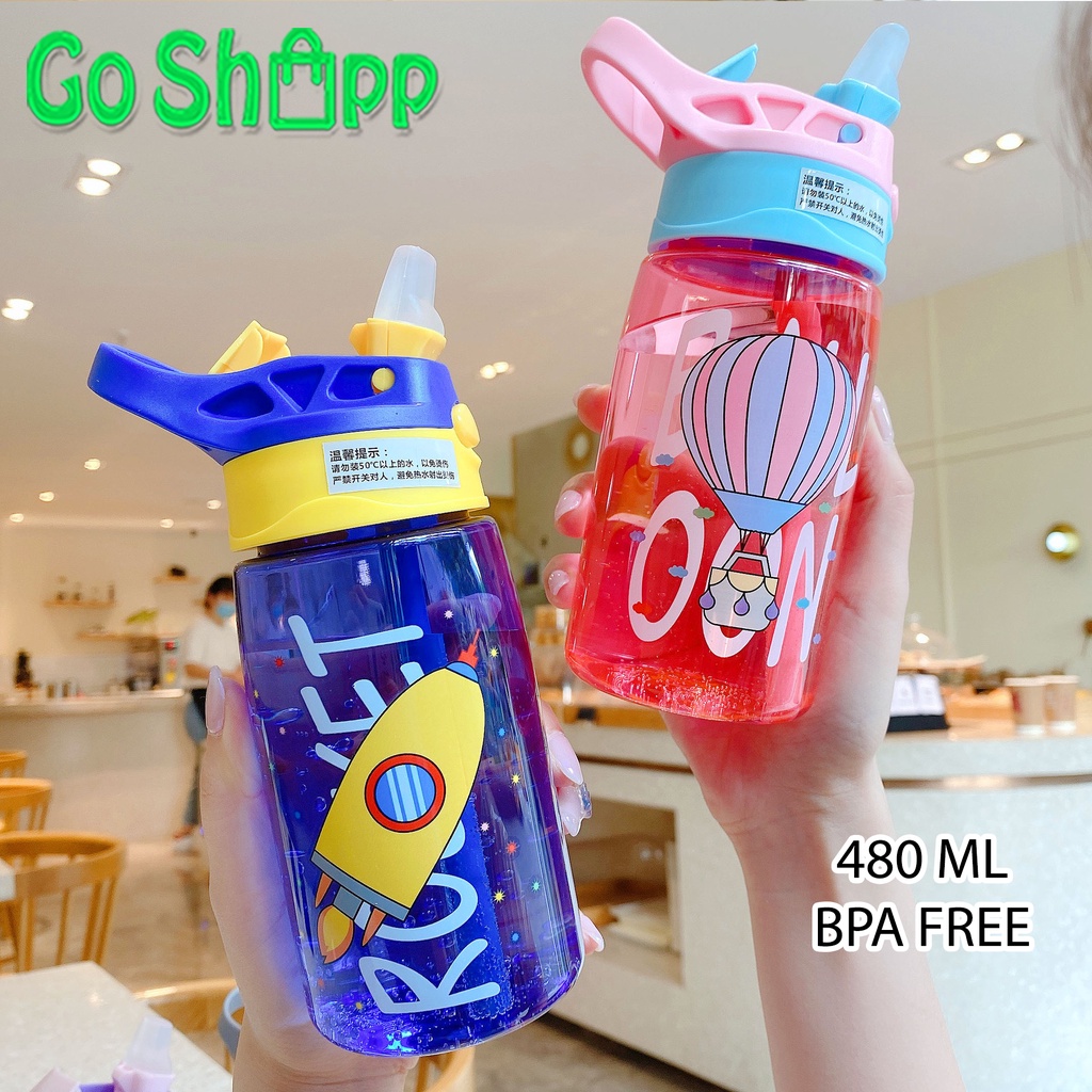 Botol Minum BPA FREE Anak Sekolah Motif Karakter Lucu Viral Import Terbaru Kekinian - BT03