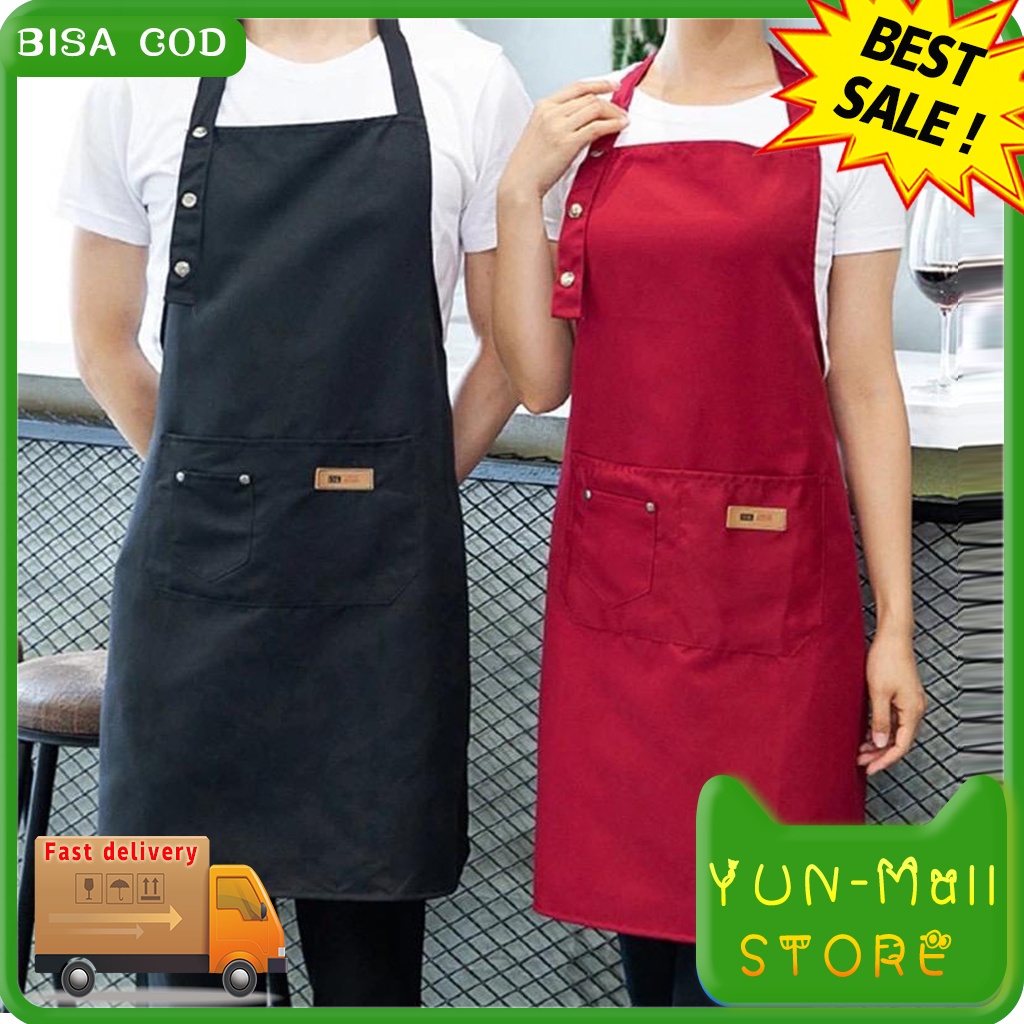 【COD+Pengiriman Cepat】Apron Waterproof Celemek Masak Dapur Pria Wanita Celemek Barista Anti Air Bahan Premium Polyiester Apron Masak Dewasa Kekinian  Apron Waterproof Celemek Masak Dapur Pria Wanita  Chef Pelayan Cafe waiter