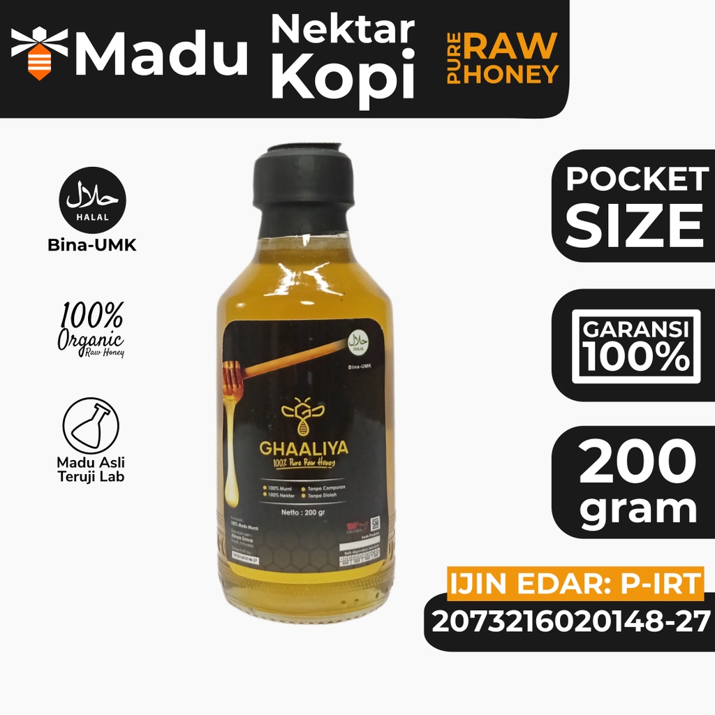 

Madu Asli Murni Pure Raw Honey Organik Premium Nusantara Nektar Bunga Kopi 200gr dari Sarang Lebah Apis Mellifera Enak Manis Alami Tanpa Campuran Garansi Original dan Halal