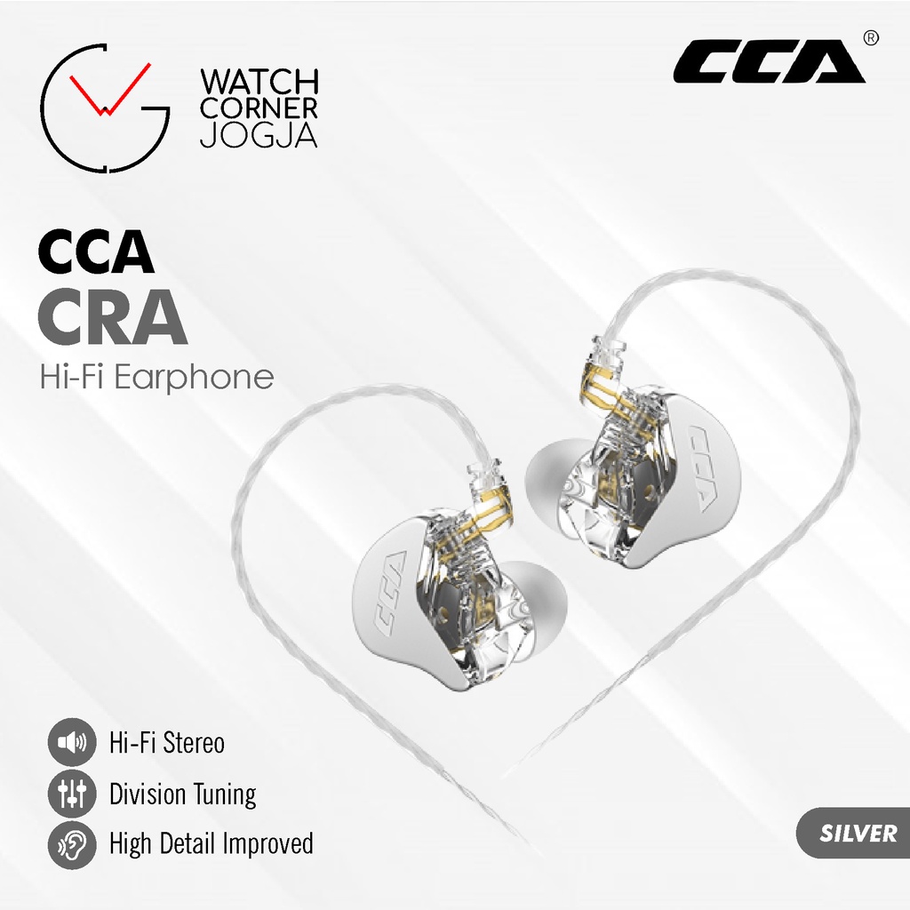 CCA CRA Single Dynamic Driver Bass HiFi Earphone Headset with Mic ORIGINAL Upgrade EDX Pro-Abu-Abu
