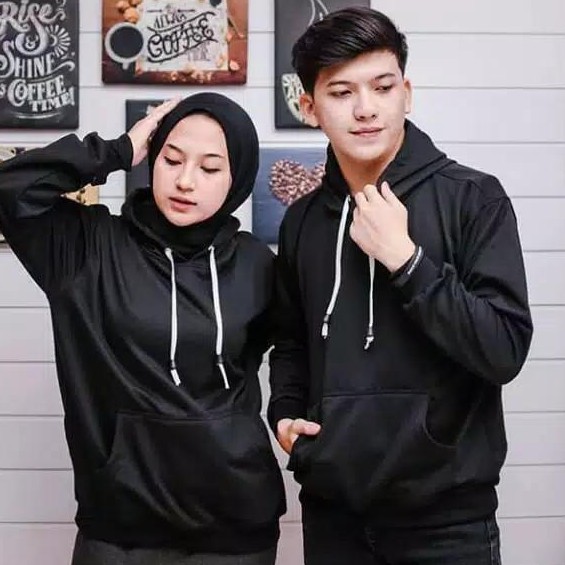 [PROMO COUPLE] JAKET SWEATER POLOS HOODIE JUMPER WARNA HITAM