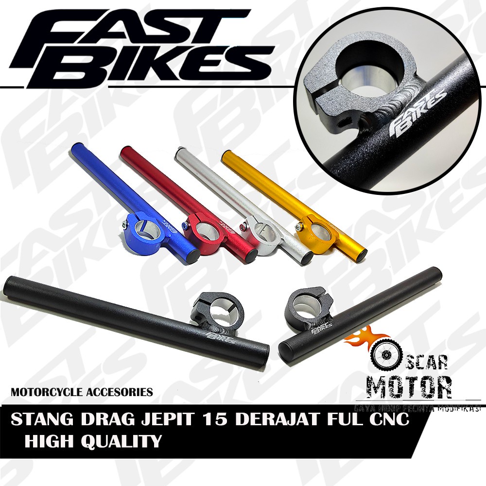 STANG JEPIT DRAG FULL NEW CNC 15 DERAJAT UNIVERSAL FASTBIKES ROBOT 851 motor