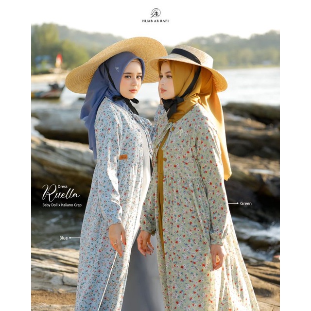 dress gamis wanita muslim terbaru ori Ruella dress wanita cantik arrafi