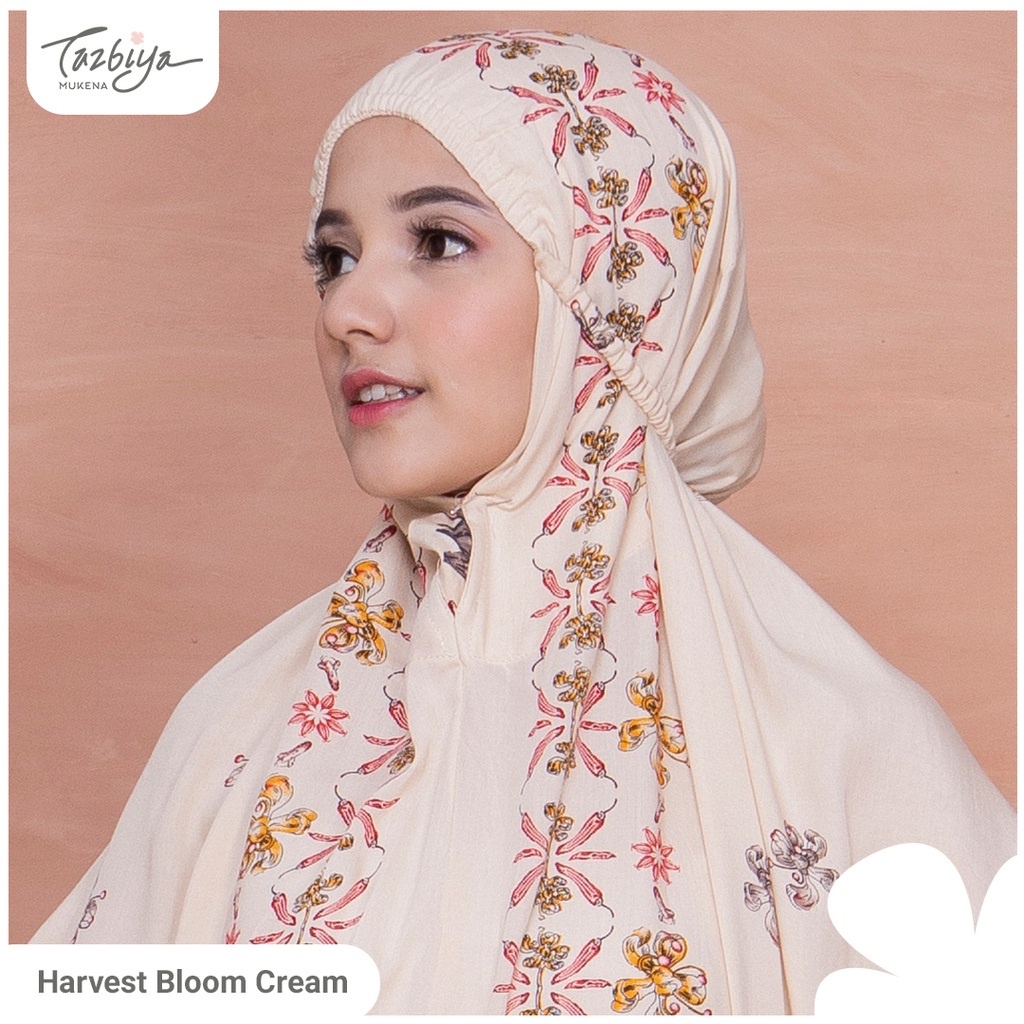 MUKENA TAZBIYA BORDER HARVEST BLOOM CREAM ALLSIZE
