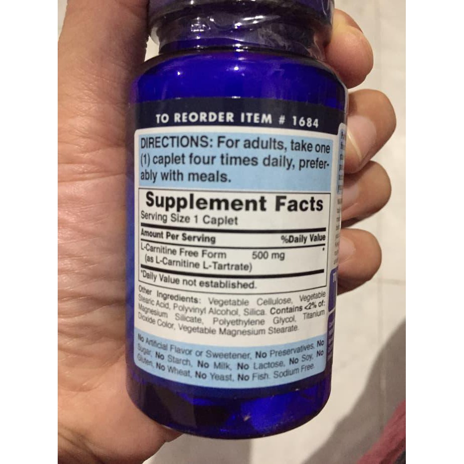 PURITAN L- CARNITINE 500 MG - PEMBAKAR LEMAK - PURITAN USA 