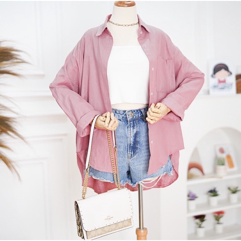 GFS KEMEJA OVERSIZE LINEN SHIRT POCKET KANTONG BYA