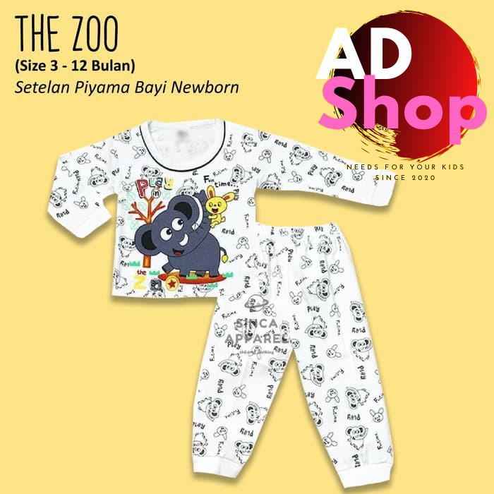 BAJU TIDUR ANAK PAKAIAN TIDUR ANAK PIYAMA ANAK SETELAN LENGAN PANJANG MOTIF ZOO GAJAH - CD09