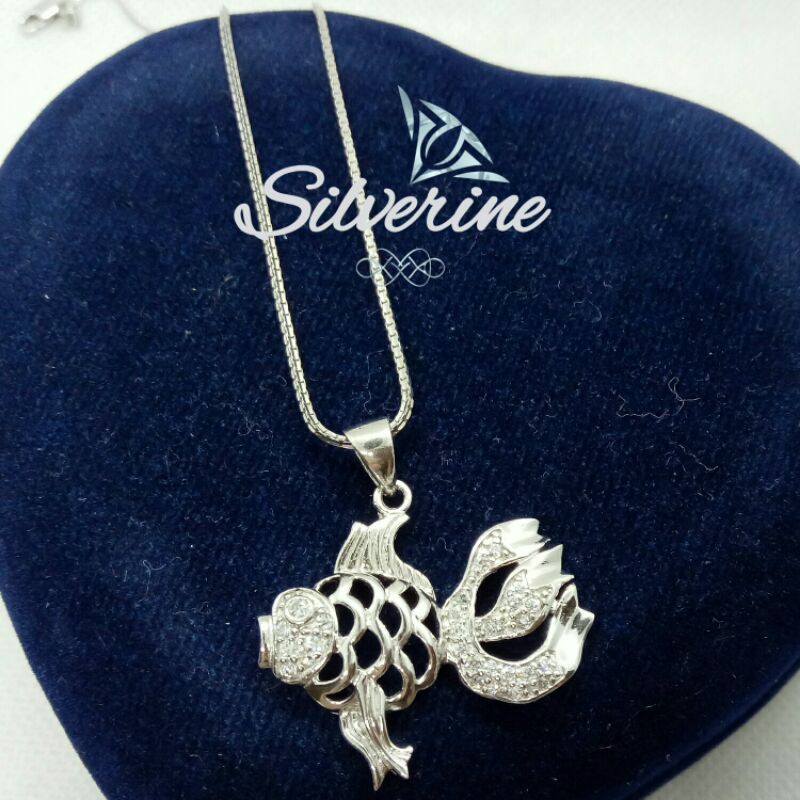 LIONTIN IKAN SILVER 925 PERAK LAPIS EMAS PUTIH RHODIUM S925