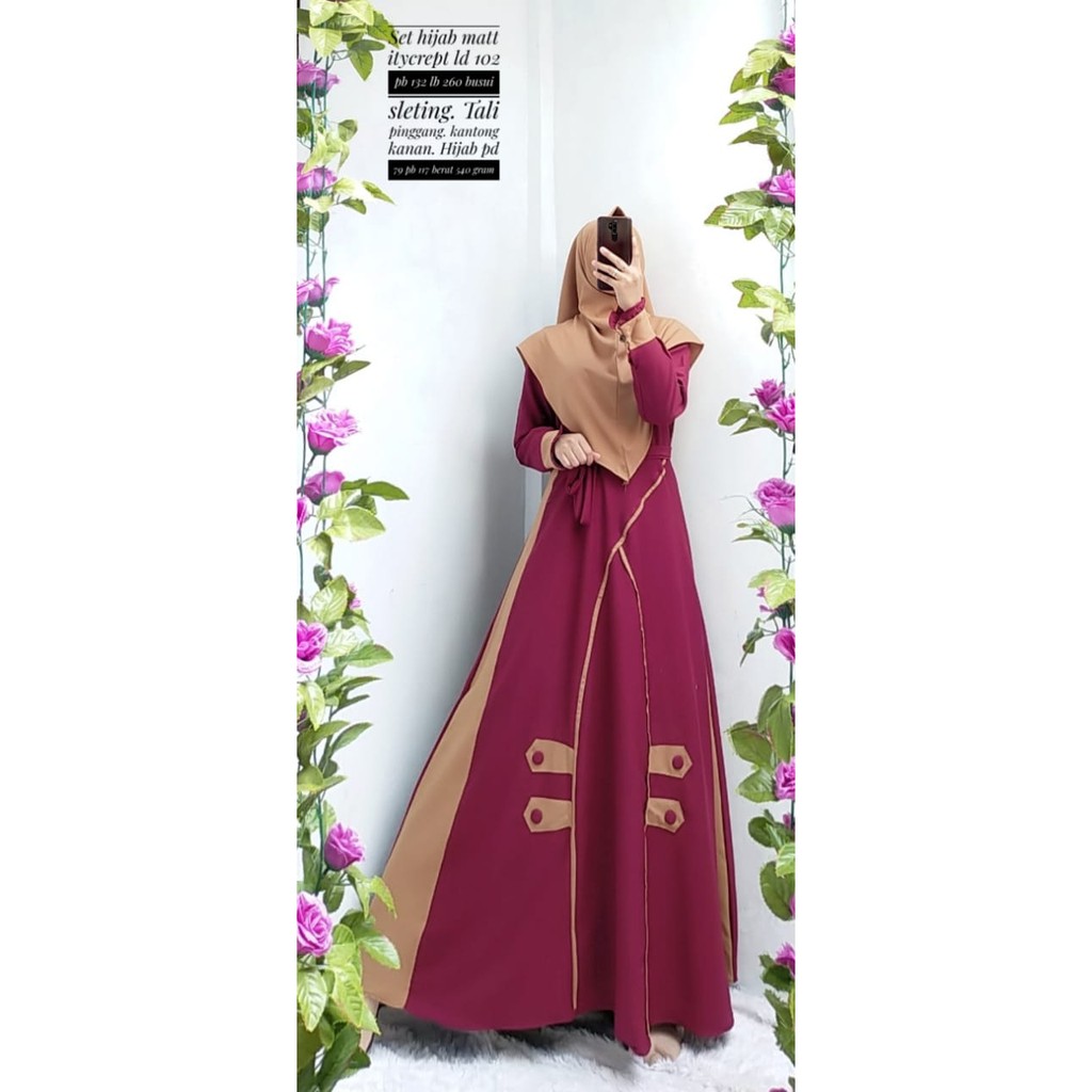 GAMIS SET SYARI ITYCREPE KANIA MODIS TERBARU BUSANA MUSLIM SIMPLE POLOS