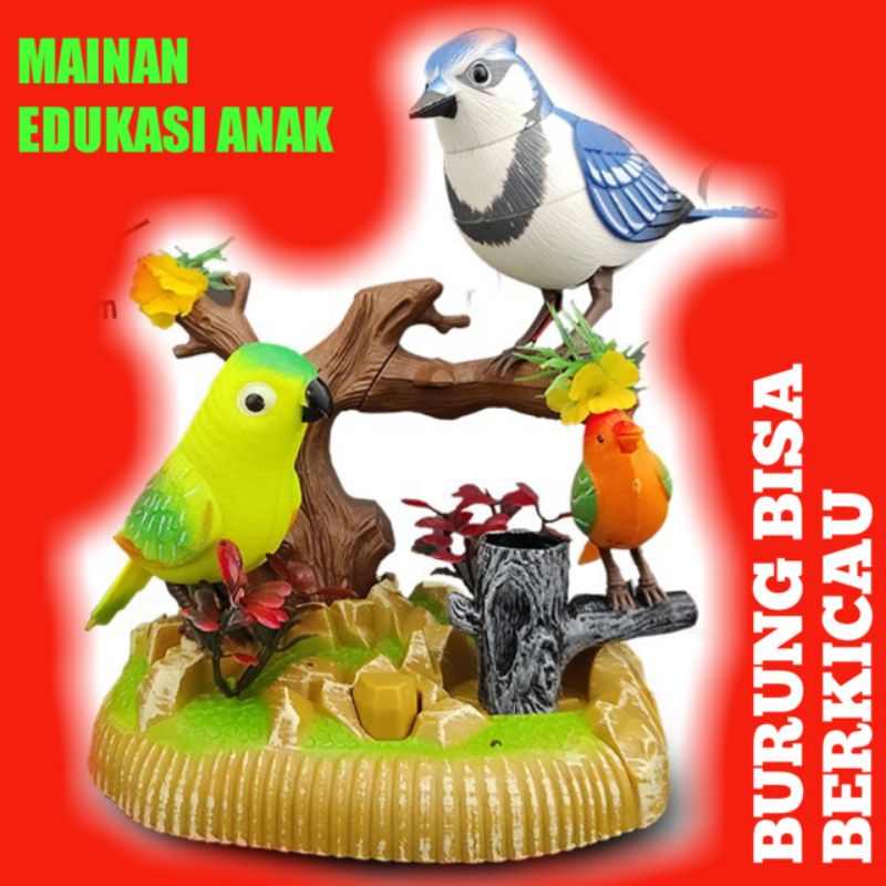 Mainan Maenan Burung Love bird Berkicau Kicau Mainan Bisa Berkicau Bunyi Lucu Pakai Baterai
