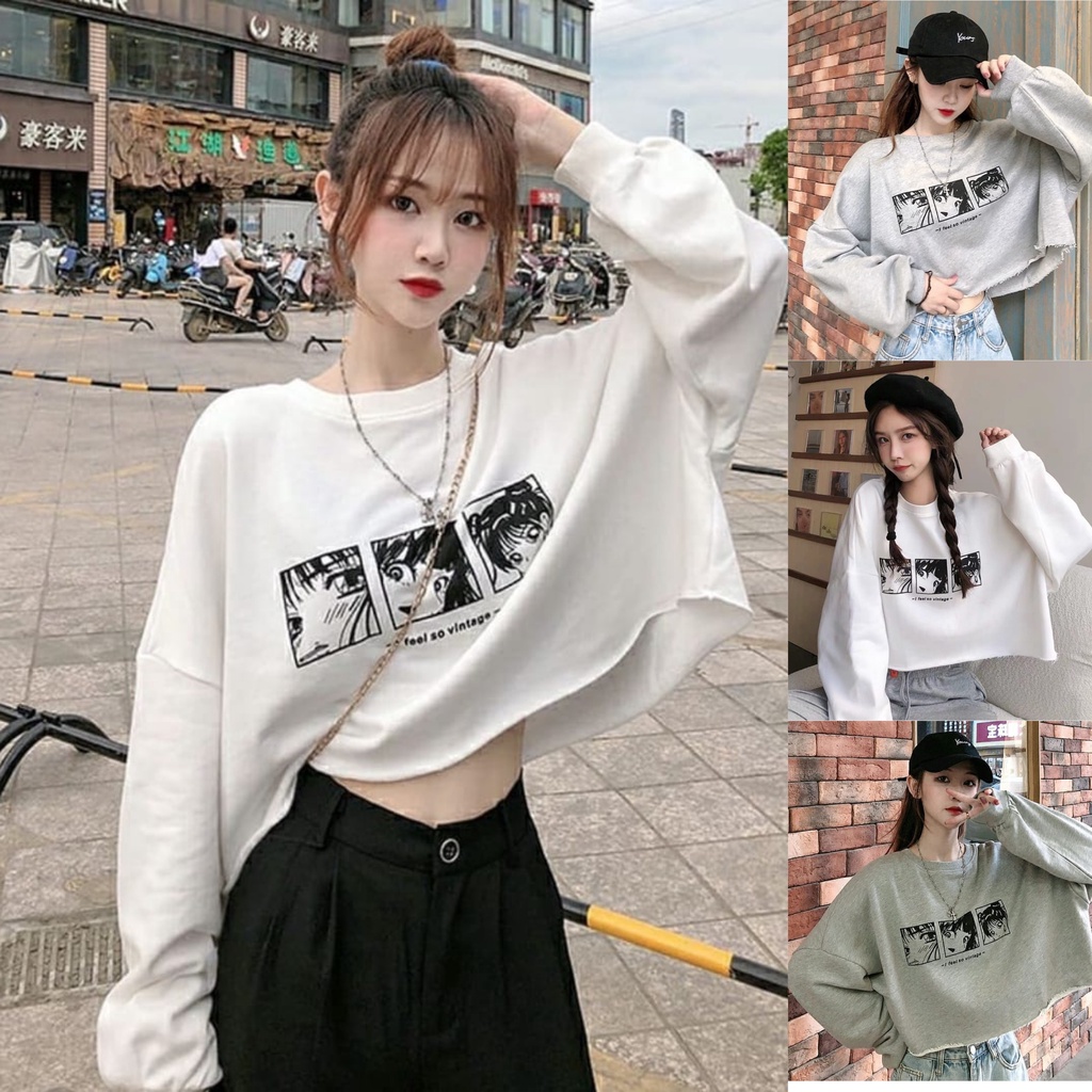 ANIME CROPE OVERSIZE SWEATER - SWEATER WANITA OVERSIZE - SWEATER CROOPE