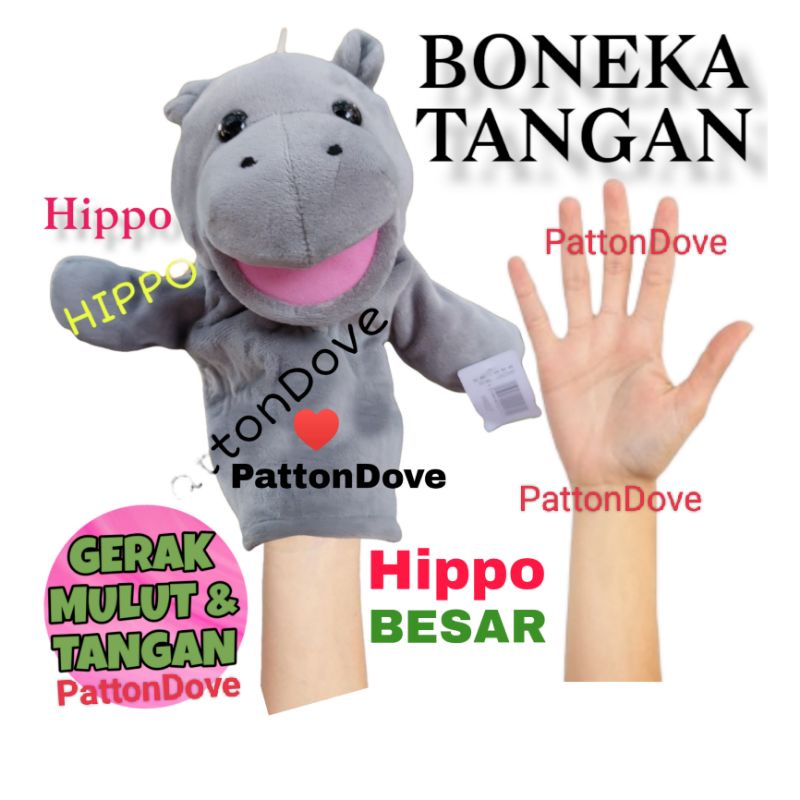 BONEKA TANGAN HIPPO KUDANIL PREMIUM HAND PUPPET ANIMAL BINATANG HEWAN KARAKTER BONEKA DONGENG BAHAN BAGUS.