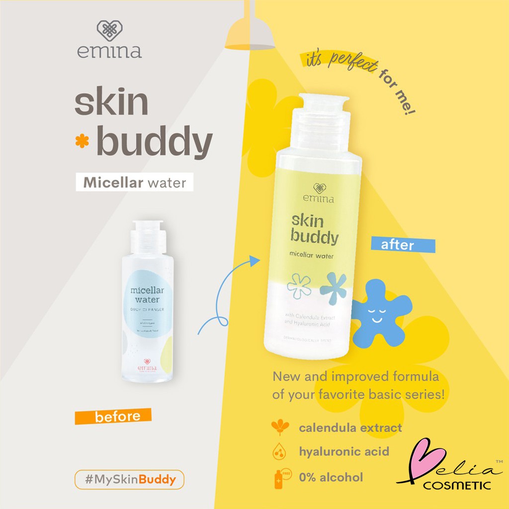 ❤ BELIA ❤ EMINA Skin Buddy Micellar Water 50mL | 100mL BPOM pembersih wajah micelar skincare