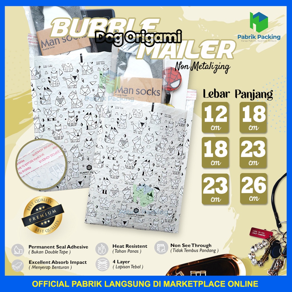

AMPLOP BUBBLE PACKING | BUBBLE MAILER MOTIF DOG ORIGAMI SATUAN TERMURAH