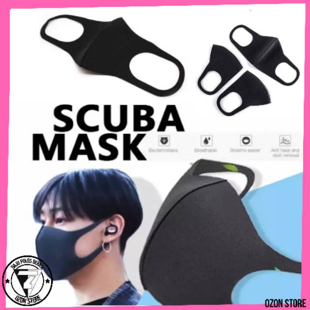 MASKER POLOS KAIN SCUBA MURAH LEMBUT DEWASA ANAK BISA DICUCI - SCUBA MASK