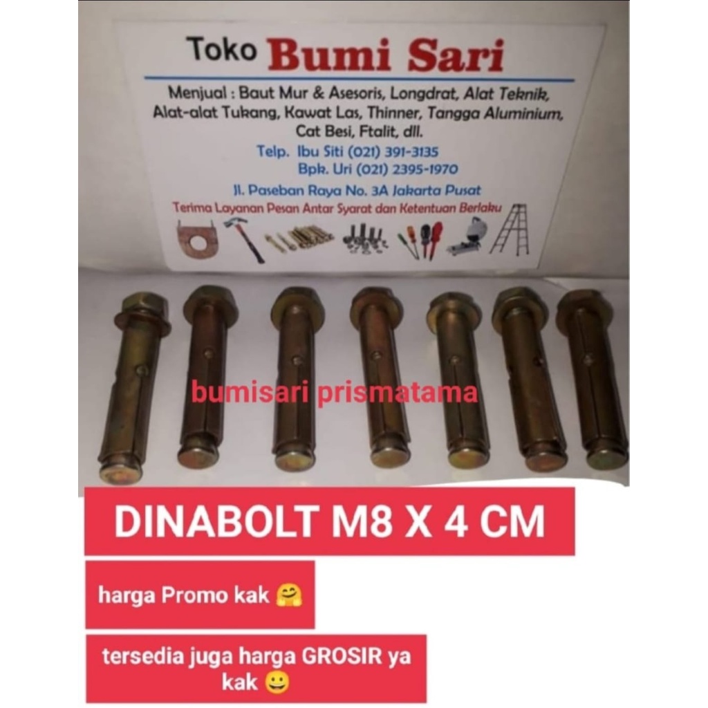 DINABOLT 8 X 40 (4 cm) warna kuning berkualitas - harga per pcs