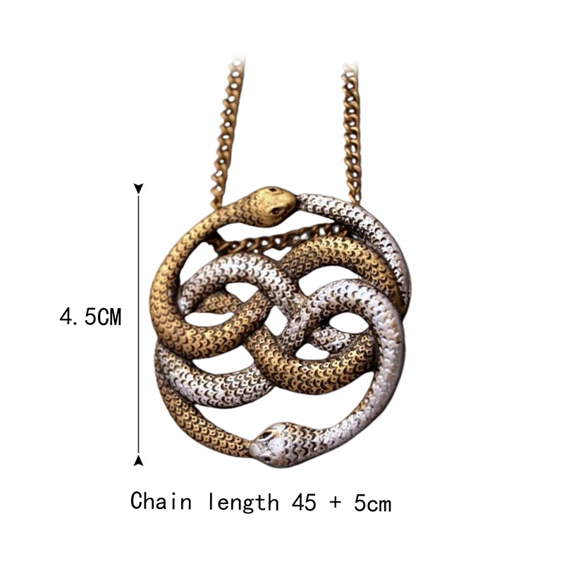 Fancyqube Kalung Rantai Liontin Ular Auryn Ganda Gaya Retro Punk Untuk Wanita