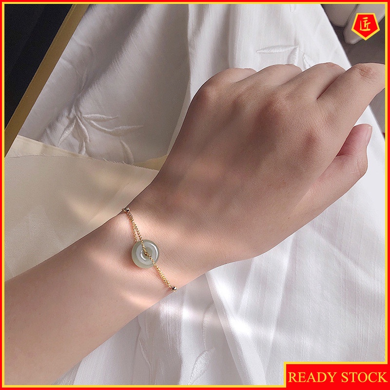 [Ready Stock]Women's New Silver Jade Bracelet Simple Ins Niche Design