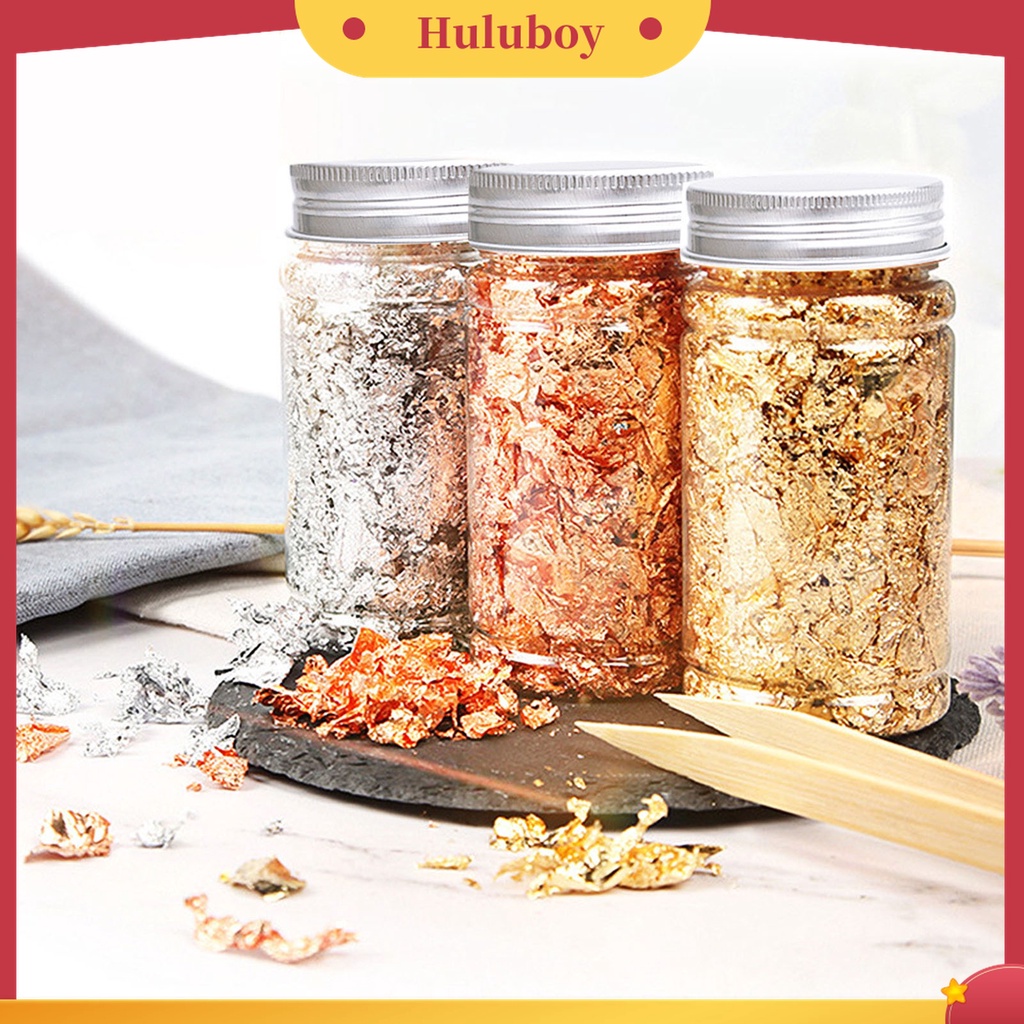 Huluboy Huluboy♡ 10g / Botol Sequin Kuku Palsu Ultra Tipis Bentuk Daun Metalik Untuk Manicure