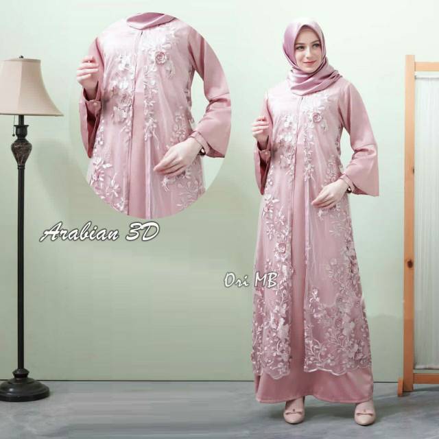 Gamis Terbaru Arabian Bahan Brokat Lengan Dobel Lonceng Shopee Indonesia