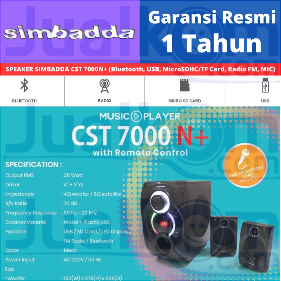 Speaker Bluetooth Simbadda CST 7000N+ Subwoofer Bass Power Mic