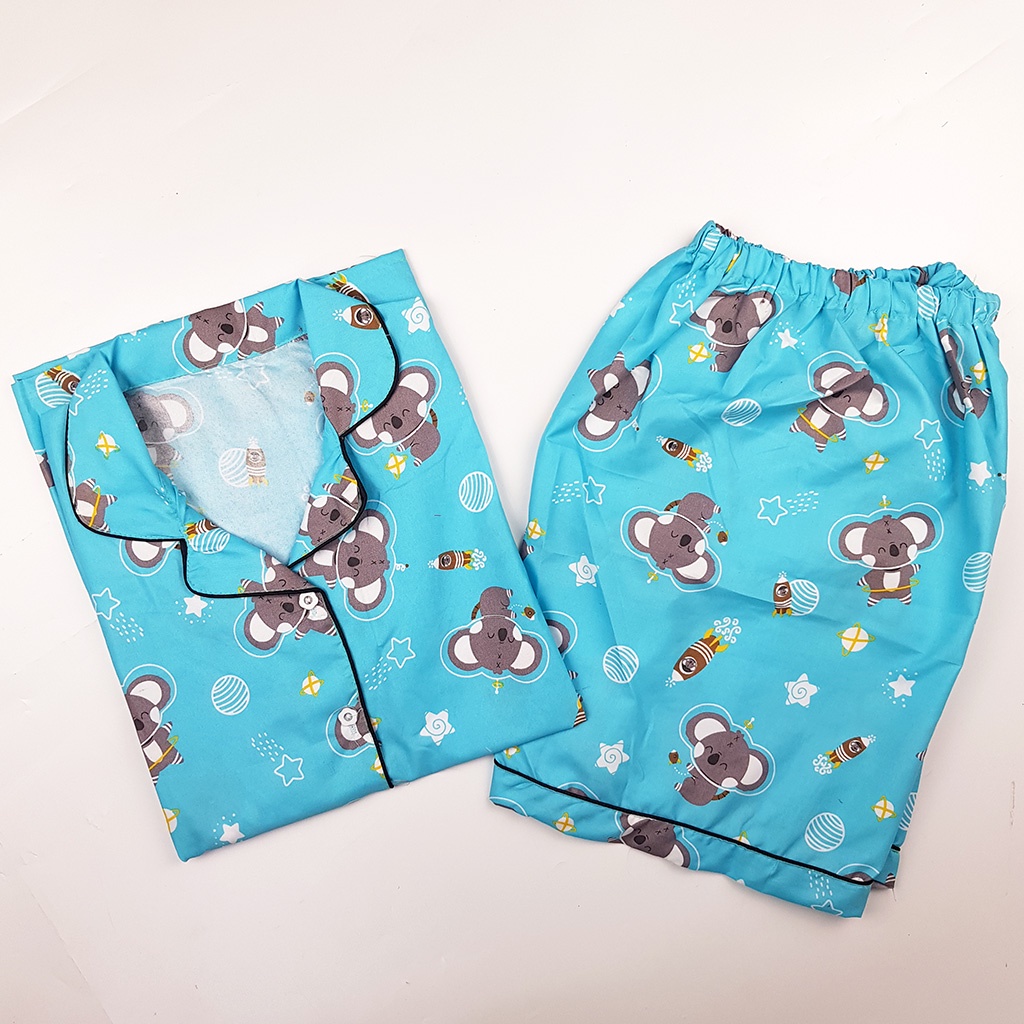Setelan Piyama Dewasa Celana Pendek Lengan Pendek Hotpant All Size-HPL KOALA SPACE BLUE