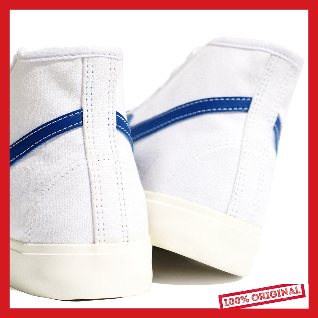 ORIGINAL - Sepatu Brand Lokal Kasual Pria Wanita No Brand White Blue Hi Not Sneakers Compass Gazelle Putih Biru Tinggi