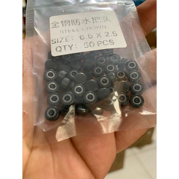 Crown Knop Jam Tangan Steel Hitam 6.5x2.5 satuan