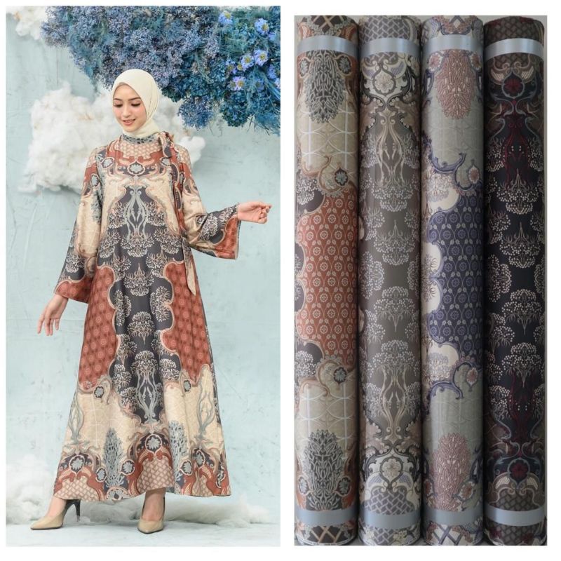 Kain Meteran Bahan Dr Silk Motif Looklike Clarissa Dress Wearing Klamby