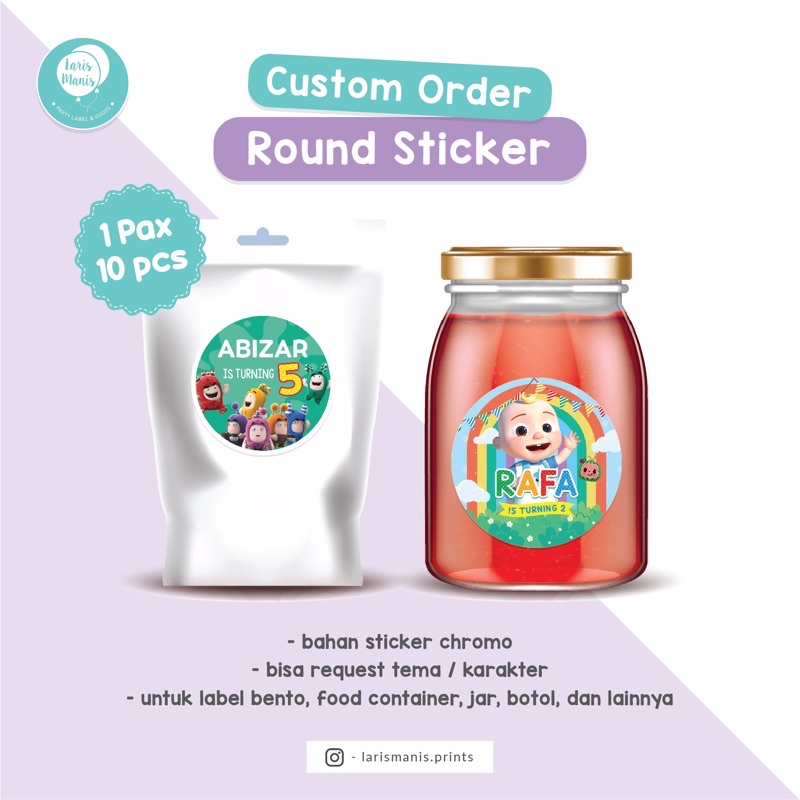 

CUSTOM Round Sticker / Stiker Label Souvenir Hampers Ulang Tahun