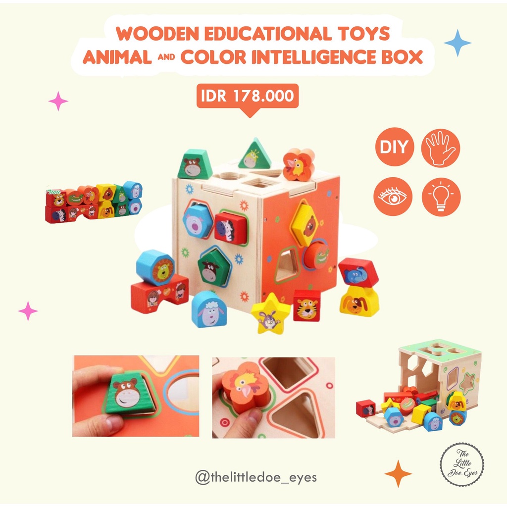 Wooden Educational Toys  Animal &amp; Color Intelligence Box