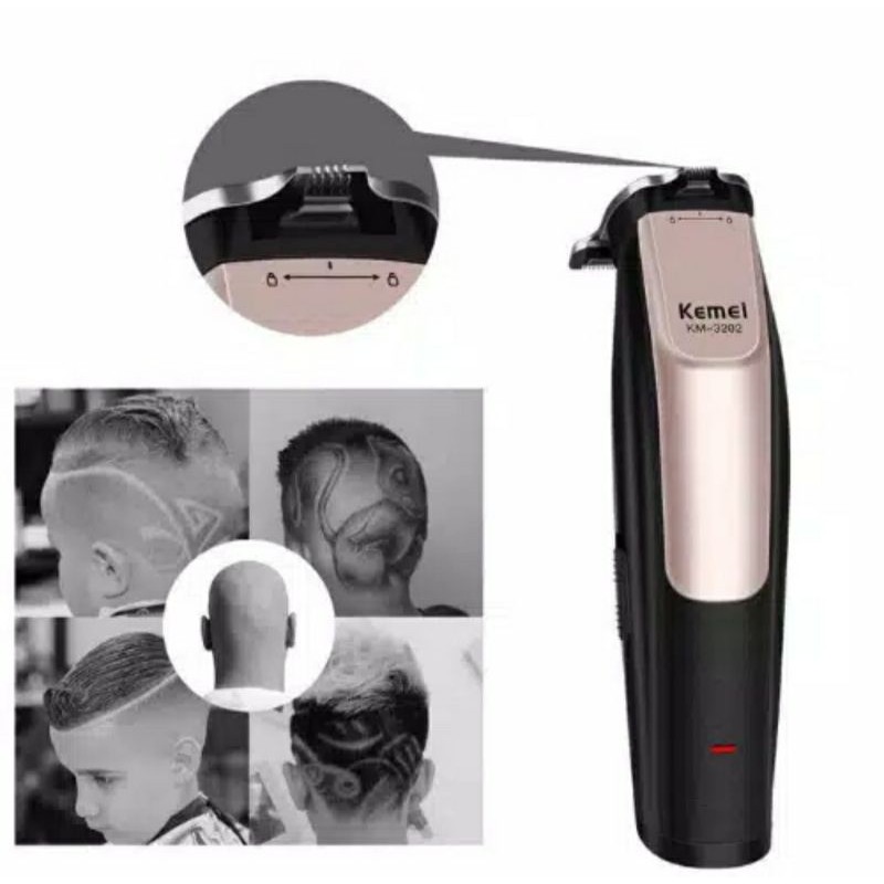 Kemei Alat Mesin Cukur Rambut Kumis Jenggot Km3202 Hair Clipper KliperAnak Dewasa Ukir Murah cas