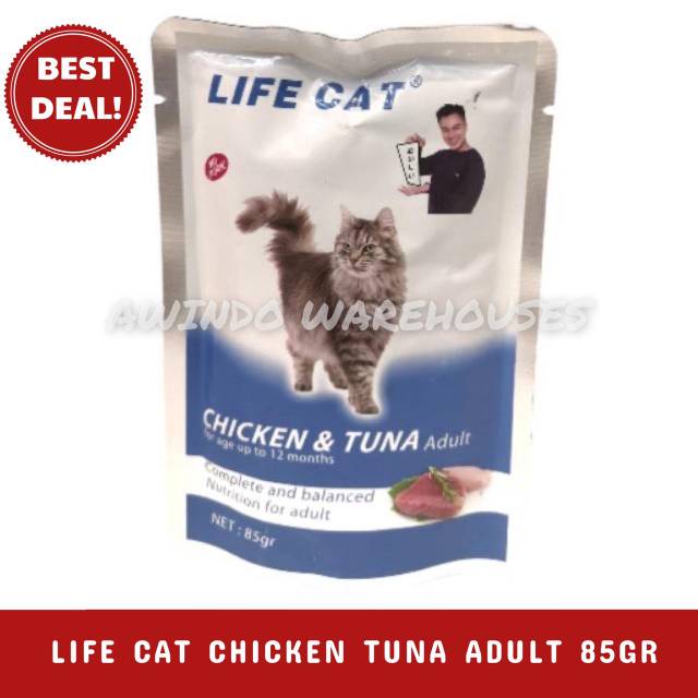 LIFE CAT 85GR CHICKEN TUNA ADULT SACHET POUCH - Makanan Kucing Basah Life Cat Chicken Tuna Adult 85gram 85 gr 85 gram