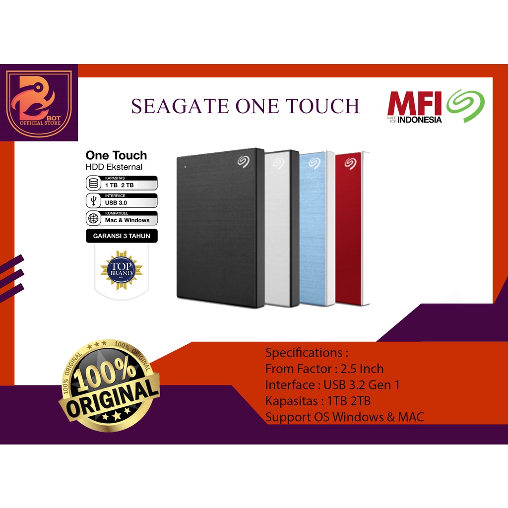 Hardisk Eksternal Seagate One Touch 1TB 2TB  Original | Hardisk Eksternal Portable