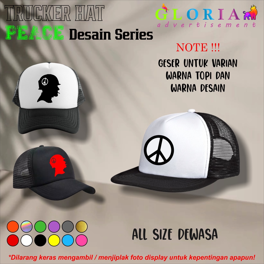 TOPI TRUCKER PEACE DAMAI / TOPI PREMIUM TRUCKER SNAPBACK DISTRO