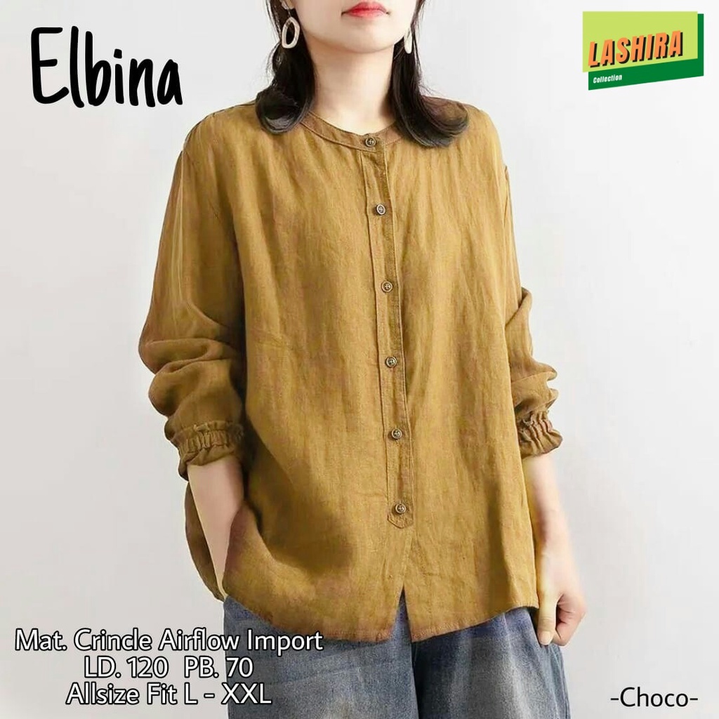elbina blouse atasan bju baju kemeja shirt bluse bluss blus katun jumbo ld 120 xxxl bigsize oversize