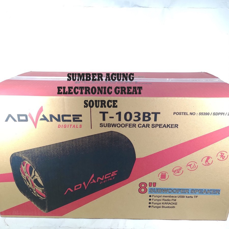 Advance T103BT 8inch Speaker Subwoofer Aktif Untuk Mobil Atau Di Rumah