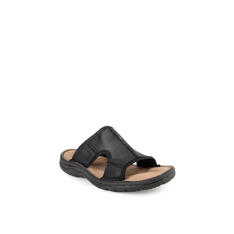 SANDAL CASUAL JIM JOKER PRIA ORIGINAL SLIDE KULIT BRANDED HITAM JJ03