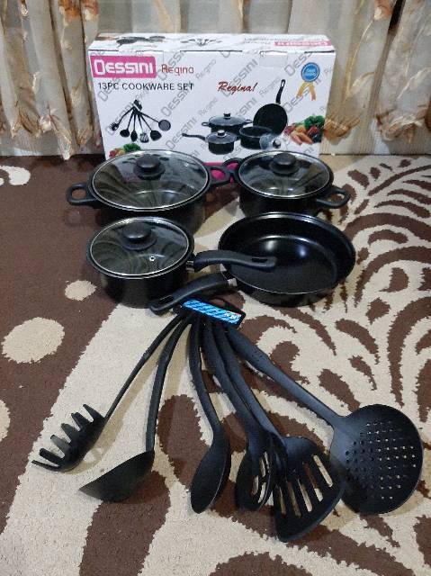 Panci Set DESSINI Regina 13 pcs Cookware Set Tutup Kaca OR-13