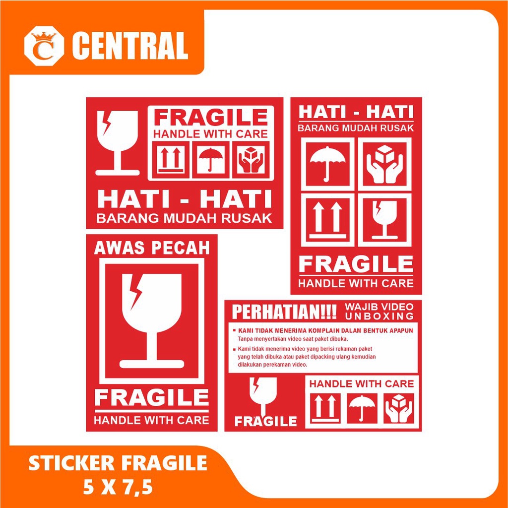 

STIKER FRAGILE-STIKER UNBOXING-STIKER PACKING MURAH BEST SELLER UKURAN 7.5x5