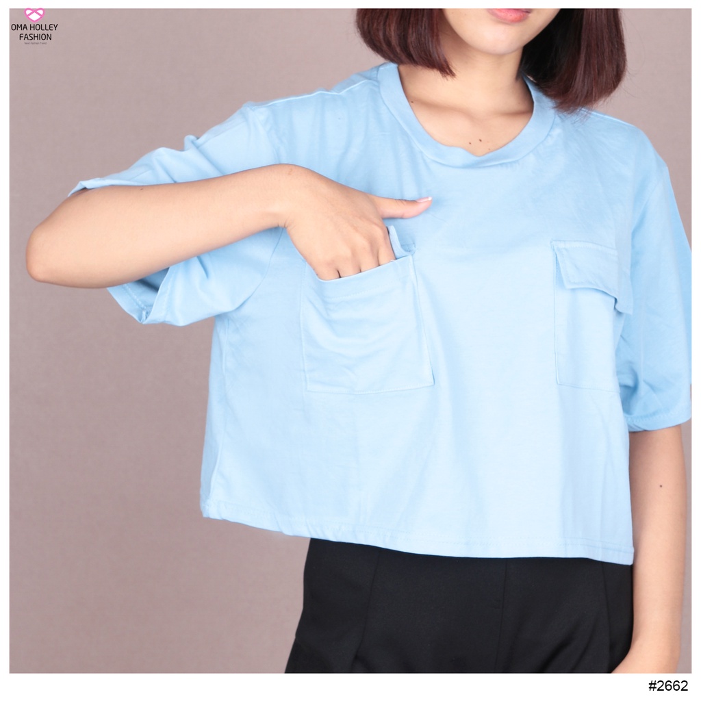 (COD) OH Fashion Kitty Crop Top Batwing Pocket #2662 (ZARA)