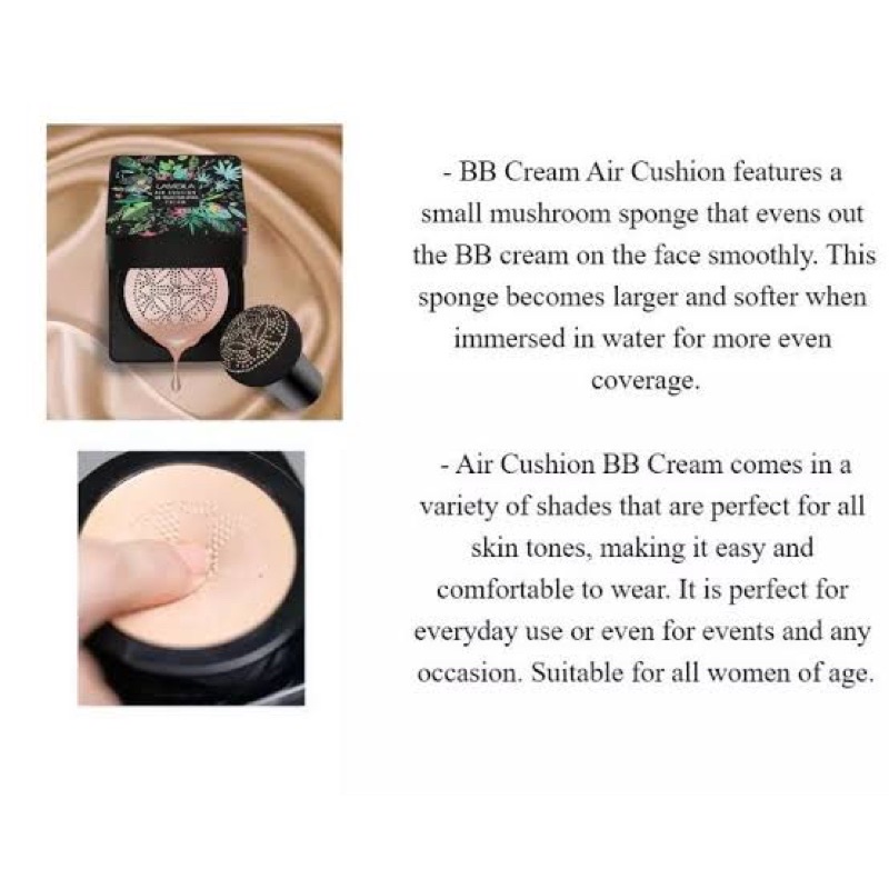 LAMEILA MUSHROOM AIR BB CREAM CUSHION MOISTURIZING CREAM / LAMEILA JAMUR ORIGINAL