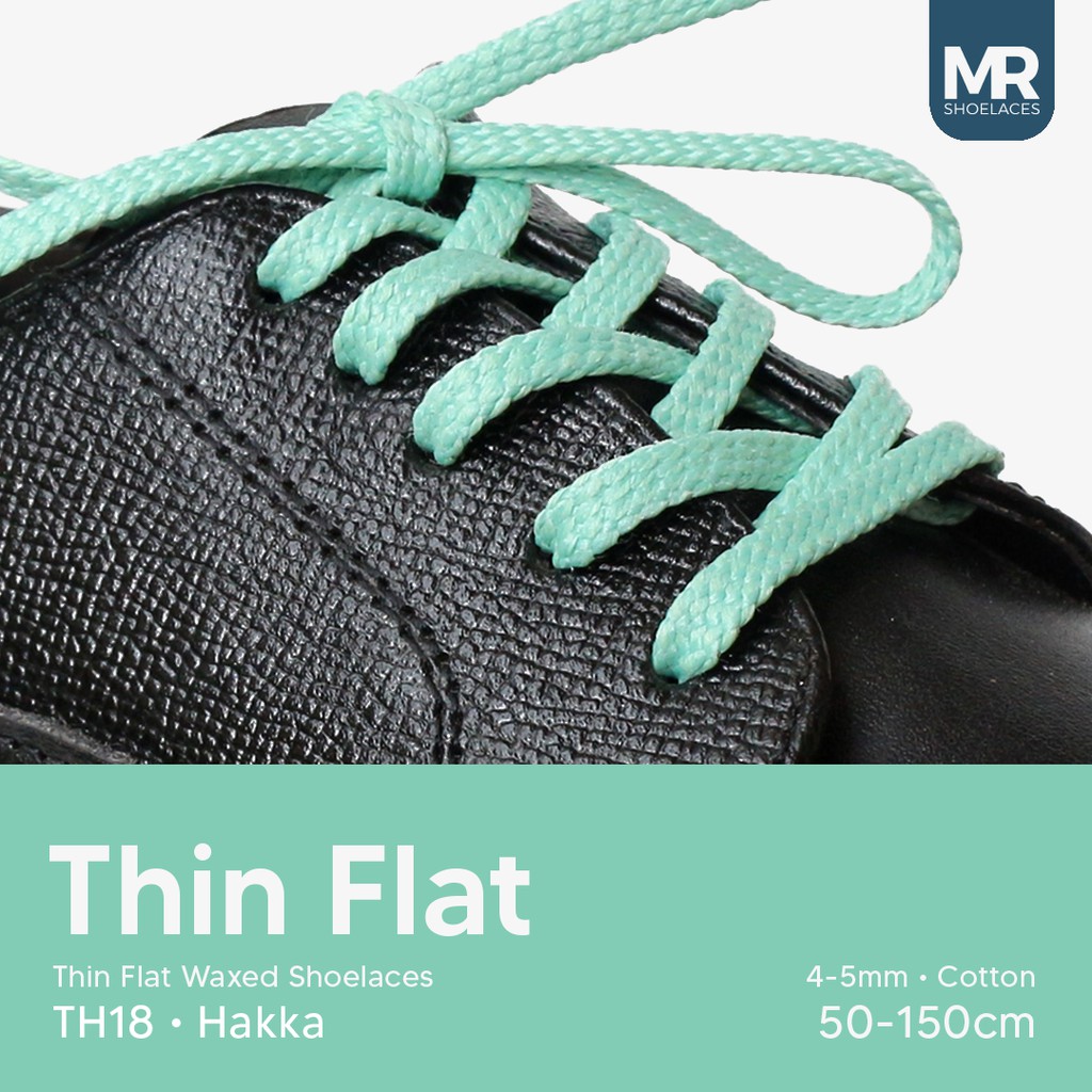 MR Shoelaces TH18 Hakka (Turquoise) Tali Sepatu Lilin Gepeng Thin 3-4mm (Waxed Laces) 50cm 80cm 120cm 150cm Tosca