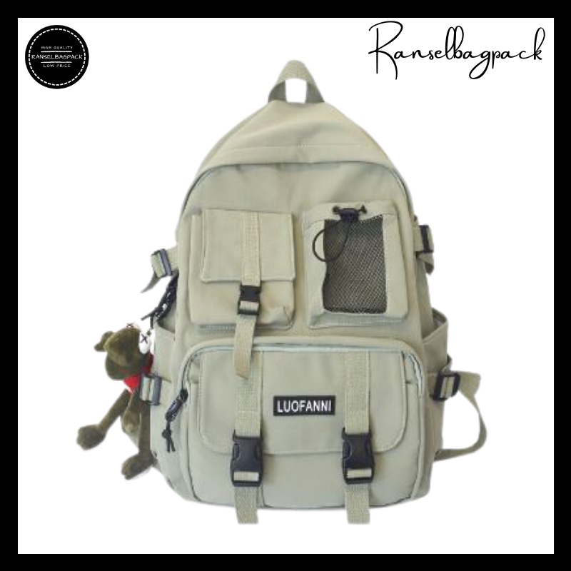 Tas Ransel - Backpack Punggung Bahu Sekolah Kekinian Terbaru Murah Casual Simpel Elegan Multifungsi Stylish Pria Wanita Cewek Cowok-Mint