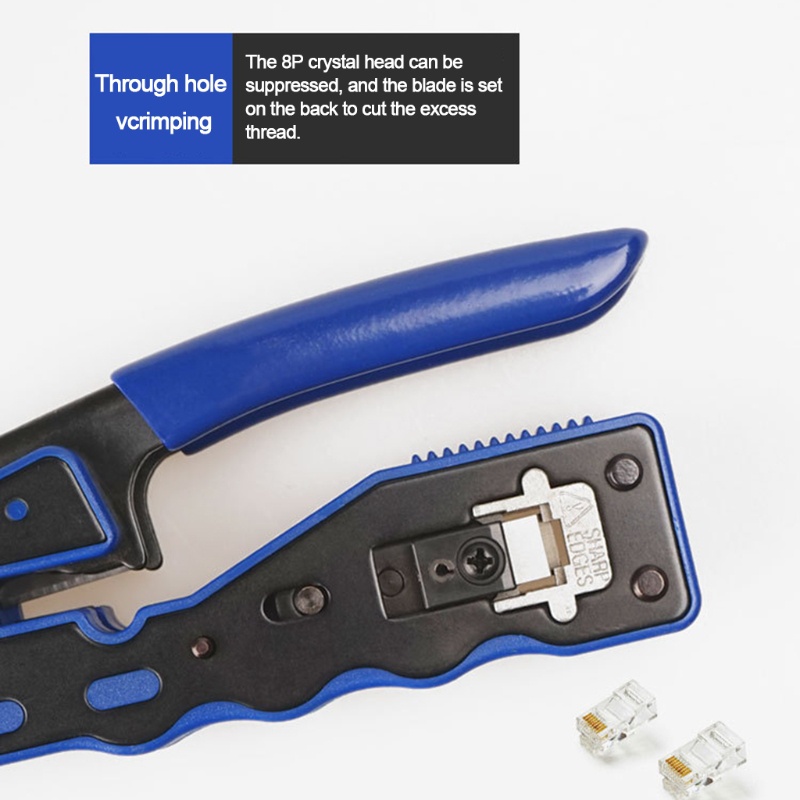 Btsg RJ45 Crimp Tool Pass Melalui Strip Dan Crimps Crimping Presisi Tahan Lama