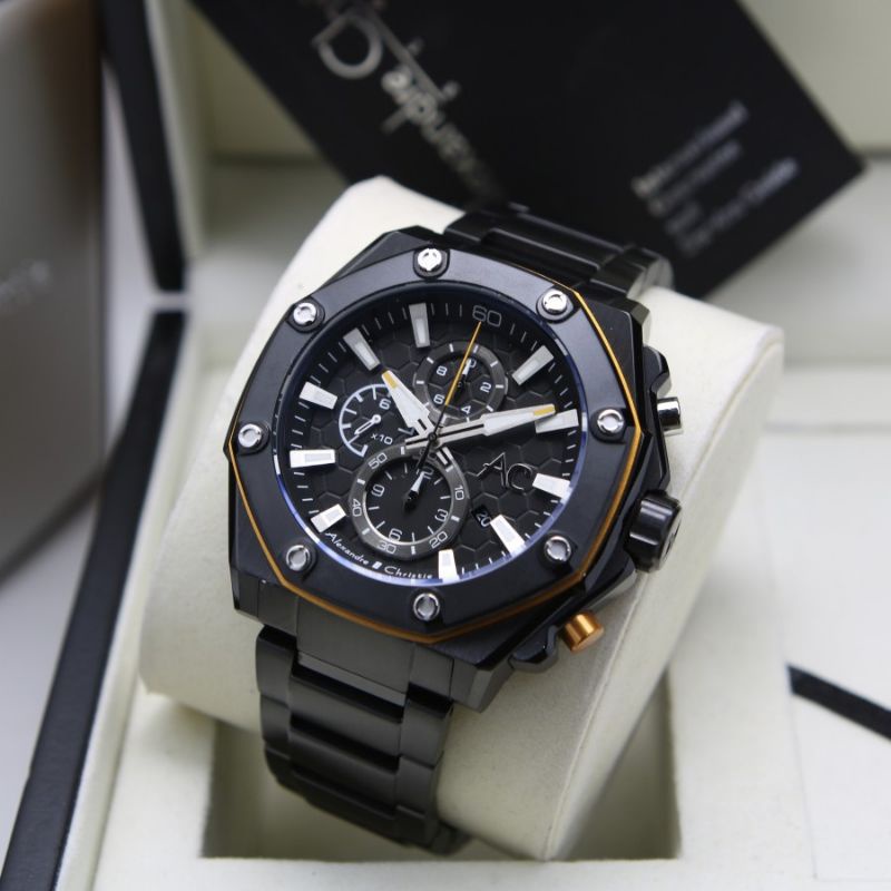 JAM TANGAN PRIA ALEXANDRE CHRISTIE AC 9601 BLACK AC 9601 ORIGINAL