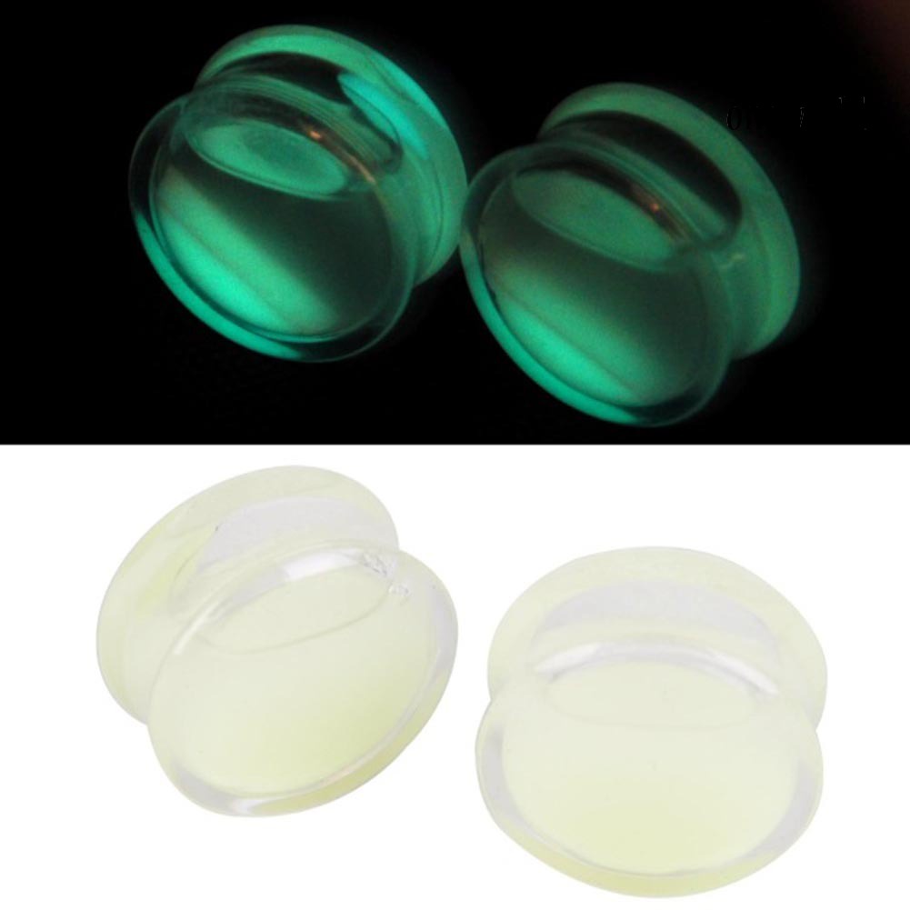 OW@ Luminous Ear Expander Tunnel Plug Stretcher Women Anti Allergy Acrylic Jewelry