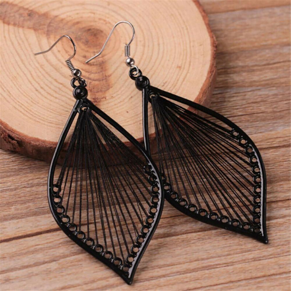 R-flower 1pasang Daun Anting Fashion Boho Ear Stud Menjuntai Eardrop Vintage Stud Earrings