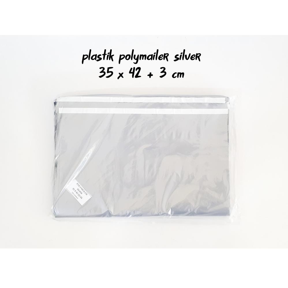 

Km3Code Plastik Polymailer Silver 35x42 cm isi 100 pcs Packing Online Shop Kantong Lem Seal Amplop G