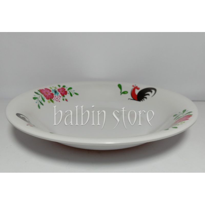 piring makan melamine 9inc motif ayam jago isi 3 pcs